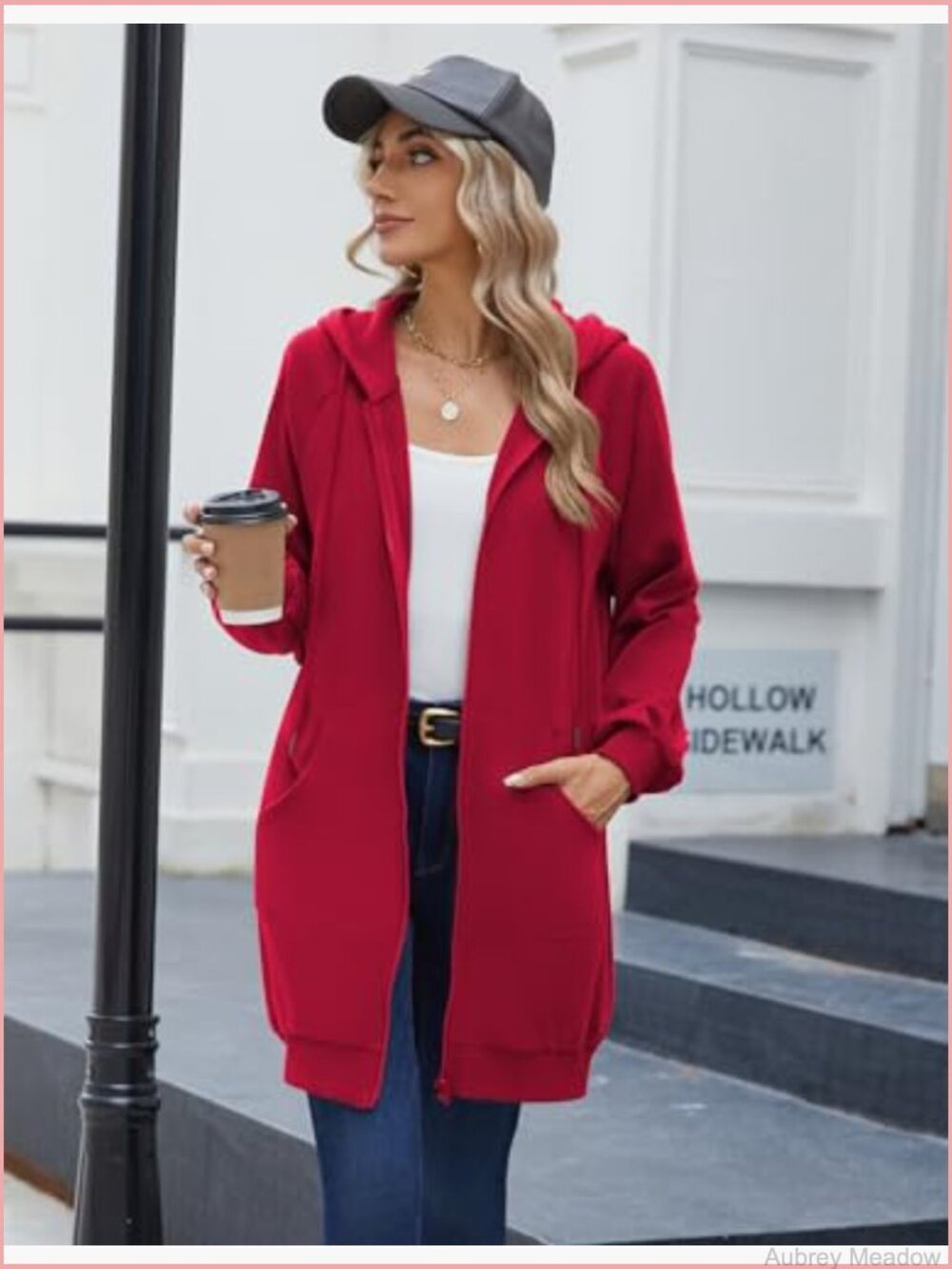 Long Fleece Zip Up Hoodie with Pockets Tunic Sweatshirt - Picture 5 of 7